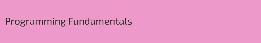Programming Fundamentals